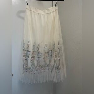 Sheer Embroidered Tulle flower Midi Skirt – S/M